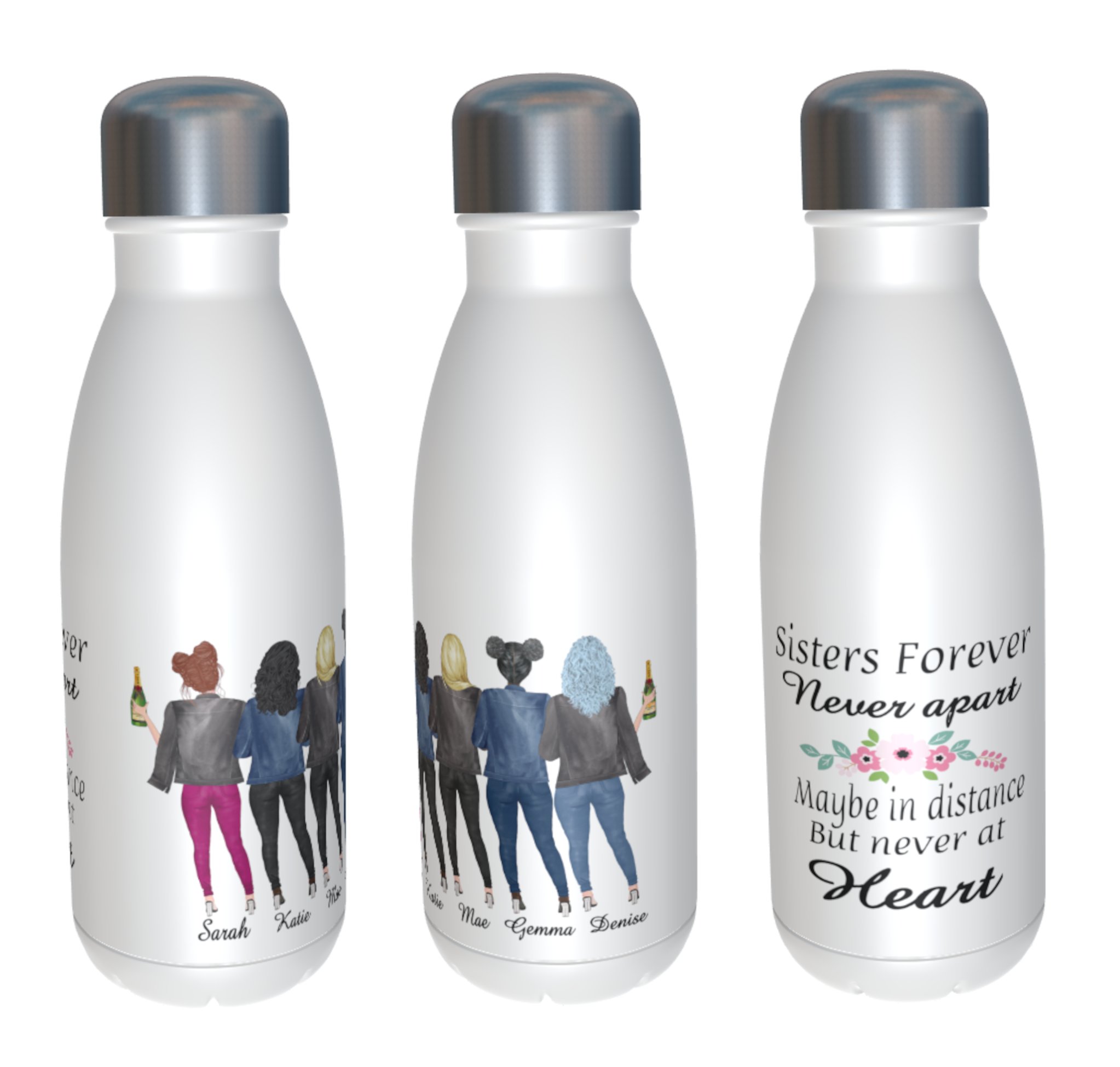 5 Sisters Forever Water Bottle, Gift for Sister, Best Sister - Click Image to Close